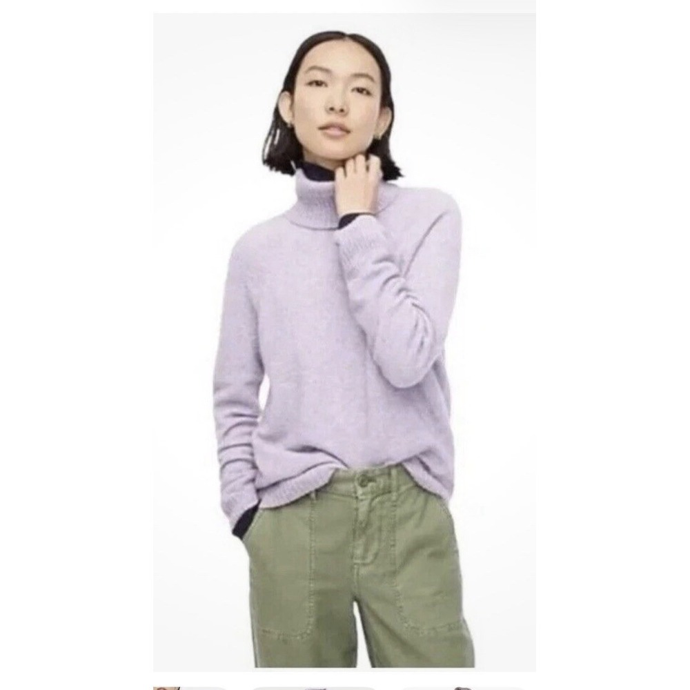 J Crew Turtleneck Soft Alpaca Wool Lavender Knit Women Sweater Size Medium